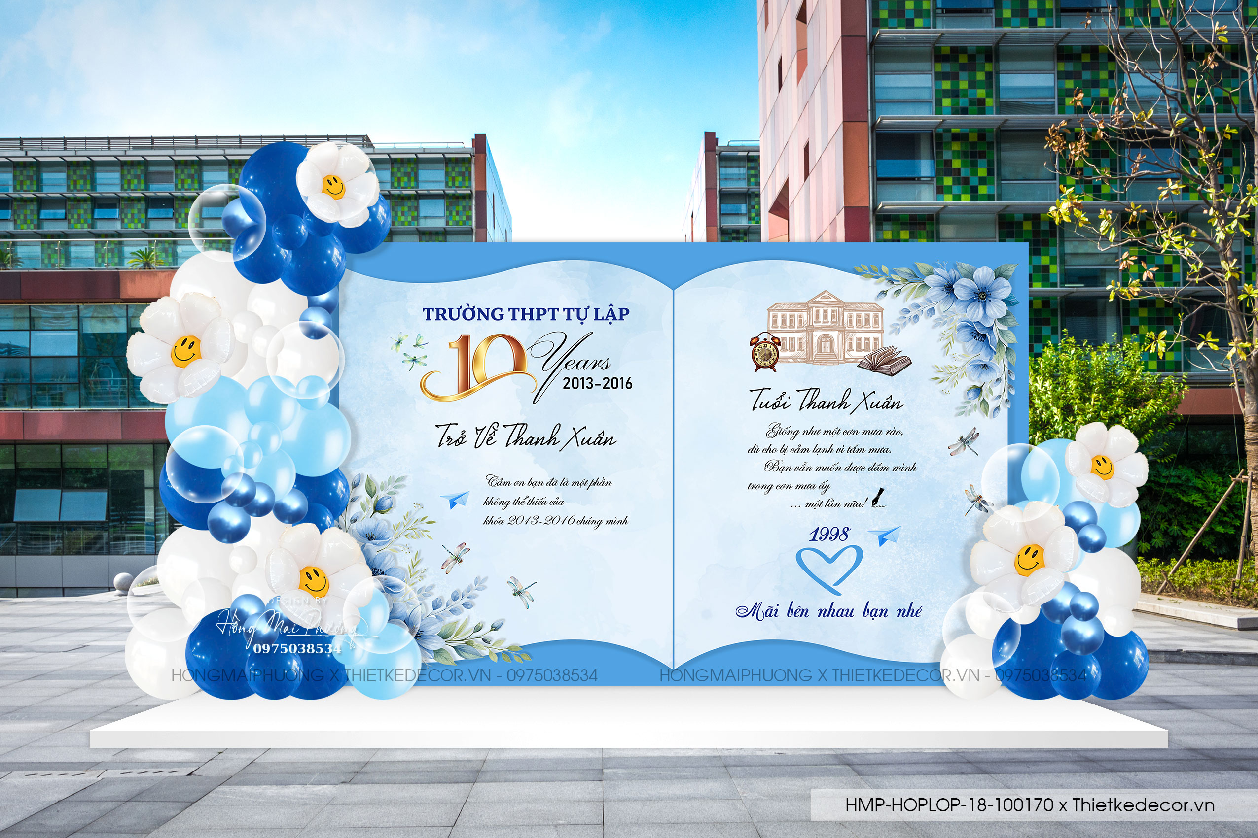 File thiết kế trang trí background Họp lớp Họp khóa, kỷ niệm ngày về trường .Quyển sách tone xanh